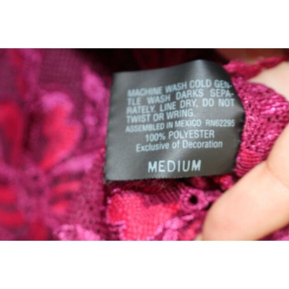 Fantasy Lingerie Vtg. Lace Asymmetrical Hem Nightie-Size Medium-Burgundy-Y2K - Picture 5 of 8